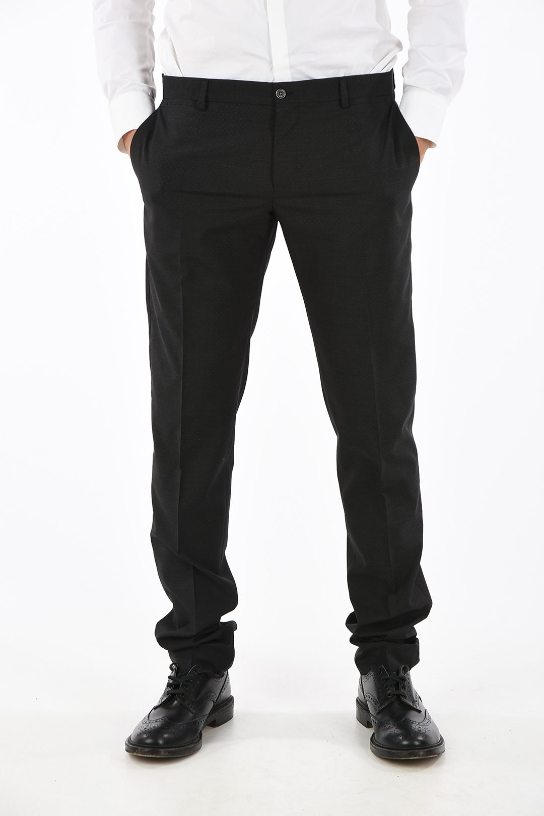 IT52 NEW $400 DOLCE /& GABBANA Pants Black Striped Wool Stretch Trouser s W38