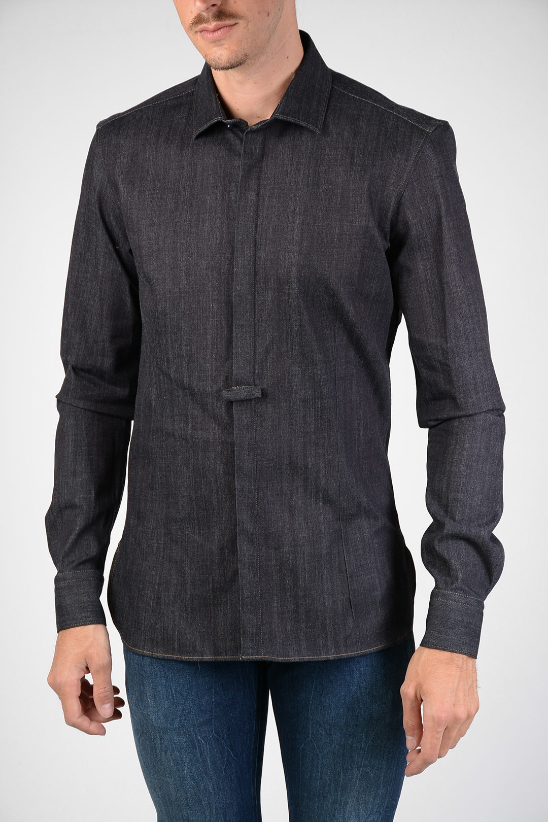 mens fitted denim shirt