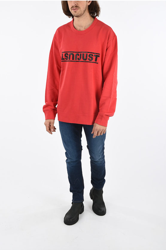 JUST CAVALLI men Knitwear Sz Xxl Red Sweatshirt Crewneck Sweater Logo ...